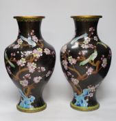 A pair of large Chinese cloisonné enamel vases, 39cm