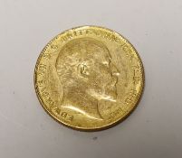 British gold coins, Edward VII sovereign 1904,