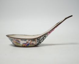 An 18th century Chinese Canton enamel spoon, 11.5cm