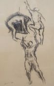 Patrick Procktor (1936-2003), charcoal drawing, Figure studies, signed and dated 1961, 74 x 48cm
