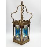 A small leaded glass porch lantern, 53cm