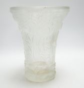 Josef Inwald. A Czech pressed and frosted glass vase, marine life, 27cm high