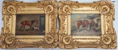 Henry S Cottrell (fl.1840-1860), two oils on board, associated pair of equestrian scenes, one