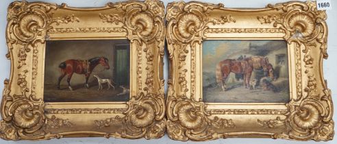 Henry S Cottrell (fl.1840-1860), two oils on board, associated pair of equestrian scenes, one
