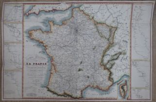 Andre Basset (French, 19th. C), Carte Routiere de la France, hand coloured map, sold by Basset, Roue