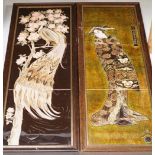 Maw & Co., Stoke on Trent, two framed tile pictures, 65x24cm total