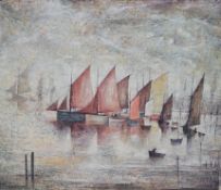 Laurence Stephen Lowry (1887-1976), pencil signed colour lithograph, ‘Sailing boats’ with embossed