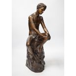 A bronze seated nude, 50cm