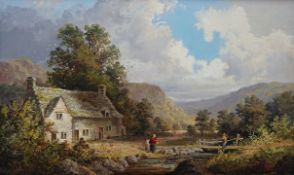 George Cole (1810-1883), oil on canvas, Welsh landscape with cottage, signed and dated 1871,