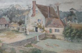 Rosa Katrine Hesketh-Jones (1871-1954), watercolour, View of a farmhouse, signed, 25 x 38cm