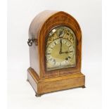 An Edwardian inlaid rosewood lancet mantel clock by Camerer Kuss & Co, German movement, 34cm high