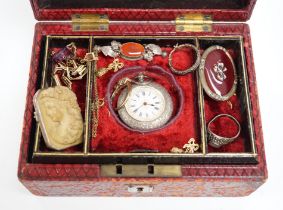 A quantity of assorted jewellery including a lava brooch, Italian 925 necklaces, costume jewellery