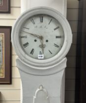 A Gustavian painted longcase clock