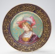 A late 19th century Sevres style portrait plate, 26cm diameter