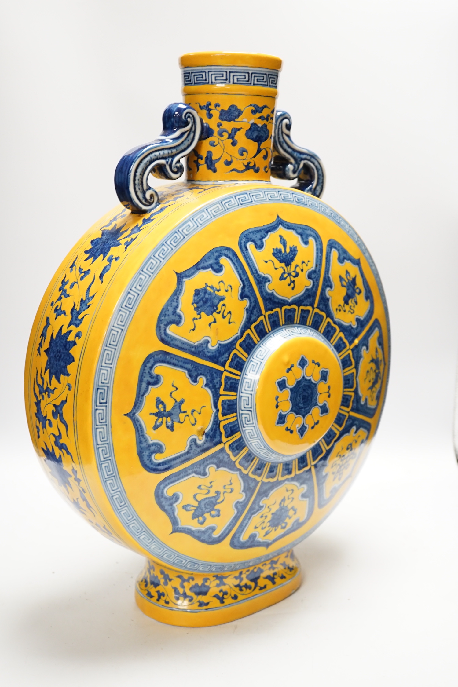 A large Chinese yellow ground moonflask, 49cm high - Image 3 of 5