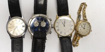 Three assorted gentleman's wrist watches including Raymond Weil, Timex and a 9ct gold quartz wrist