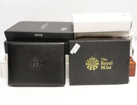 Royal Mint UK QEII proof coin year sets for 2002, 2003, 2005-2008, 2010, 2012 together with two