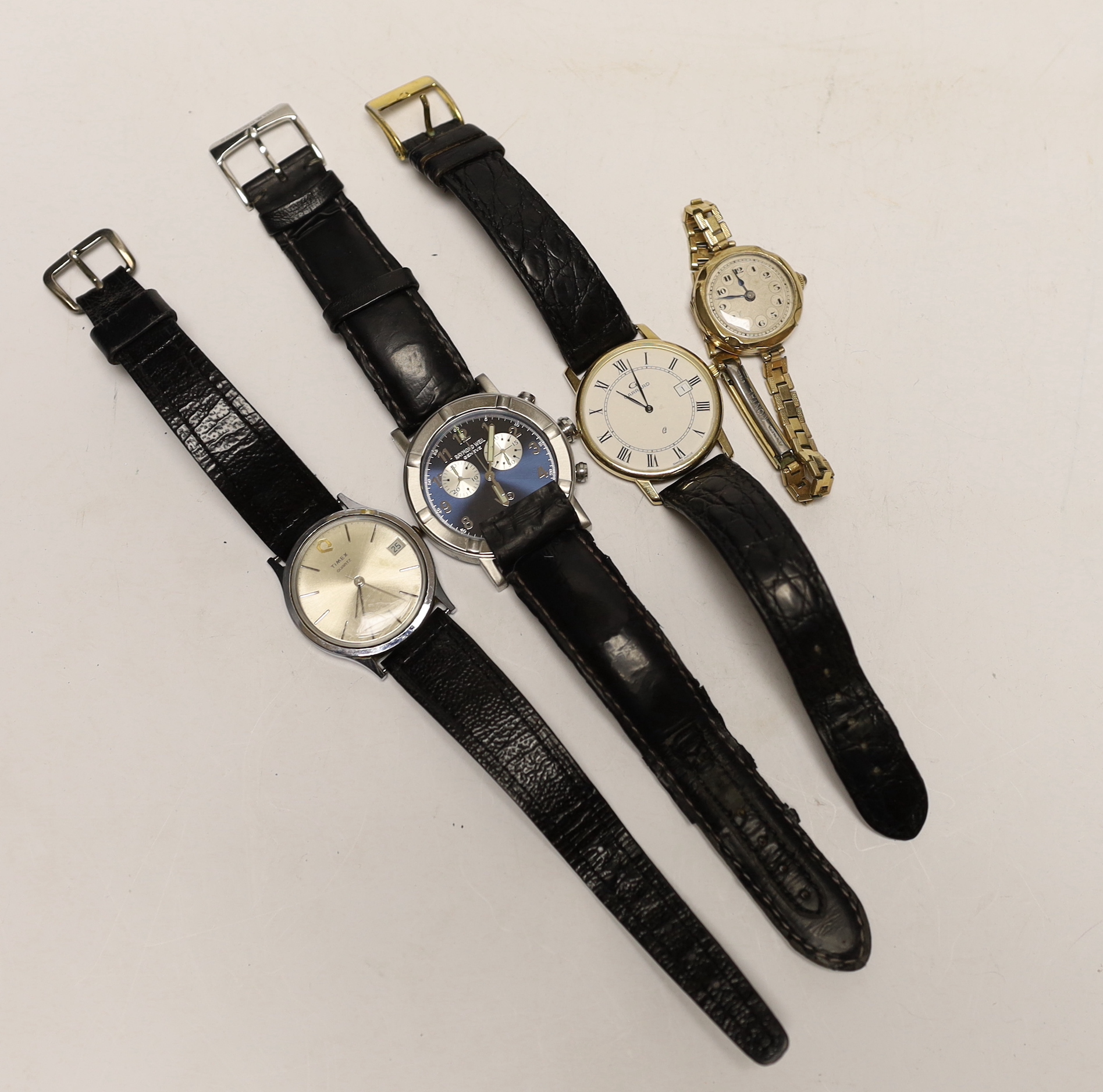 Three assorted gentleman's wrist watches including Raymond Weil, Timex and a 9ct gold quartz wrist - Image 2 of 3