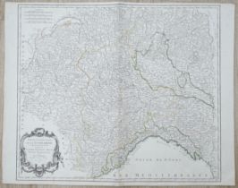 18th century hand coloured map of Italy publ. 1794 by Laurie & Whittle together with a French map of