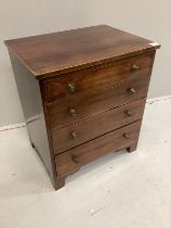 A small 19th century and later mahogany four drawer chest, adapted, width 63cm, depth 47cm, height