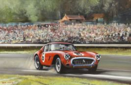 Dion Pears (1929-1985), oil on canvas, 'Ferrari 250 SWB, 1961 Tourist Trophy', signed, inscribed