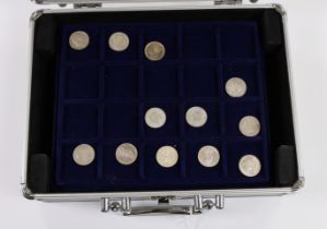 British and Spanish coins and banknotes, George III to QEII collection of coins, in metal case