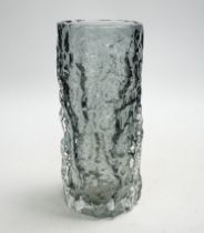 A Whitefriars ‘Bark’ vase in pewter, 19cm