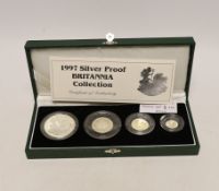 A scarce Royal Mint UK QEII Britannia silver proof collection 1997, 20p to one oz. £2, cased