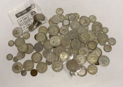British coins, Victoria to George VI, the majority pre-1947 halfcrowns, florins, shillings,
