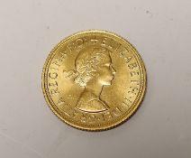 British gold coins, QEII sovereign 1964, Brilliant UNC