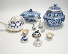 A Japanese Hirado ‘turtle’ teapot, an 18th century Chinese blue and white tureen and cover, an early