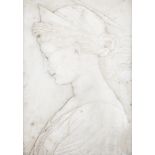 A framed and carved marble portrait relief, c.1900, 33x27cm