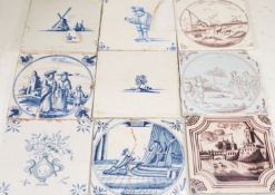 A collection of 18th and 19th century Delft tiles,