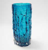 A Whitefriars ‘Bark’ vase in kingfisher blue, 23.5cm