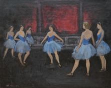 Otto Olsen (1905-1966), oil on canvas, Study of ballet dancers, signed and dated '54, 59 x 74cm