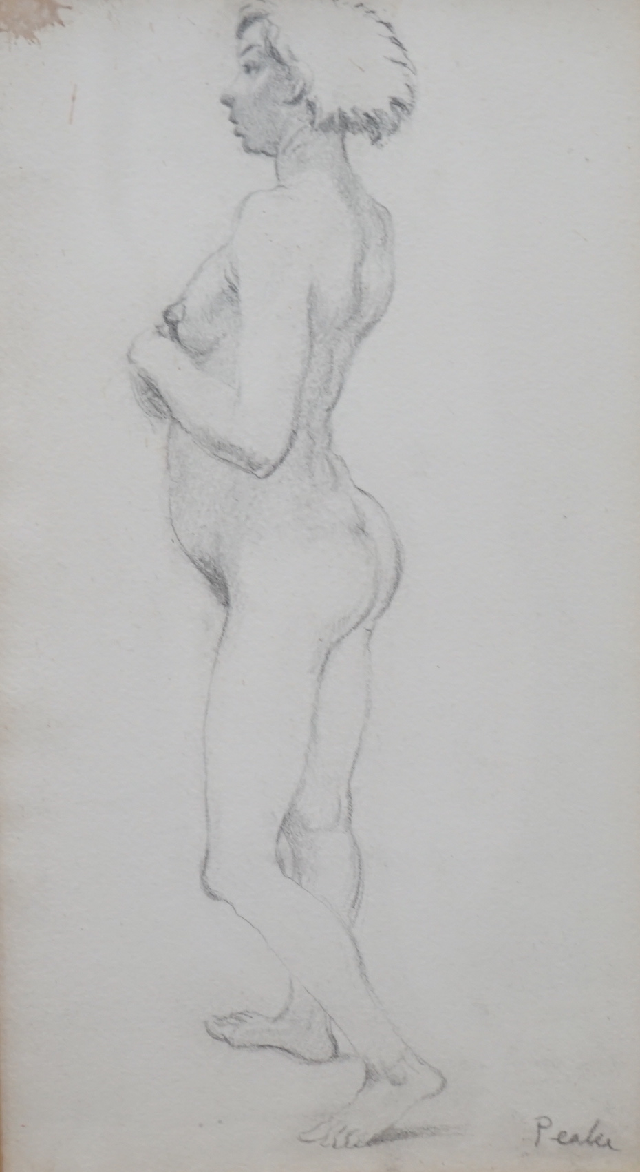 Mervyn Peake, author and illustrator (1911-1968), pencil drawing, Standing nude, signed, Victor