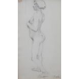 Mervyn Peake, author and illustrator (1911-1968), pencil drawing, Standing nude, signed, Victor