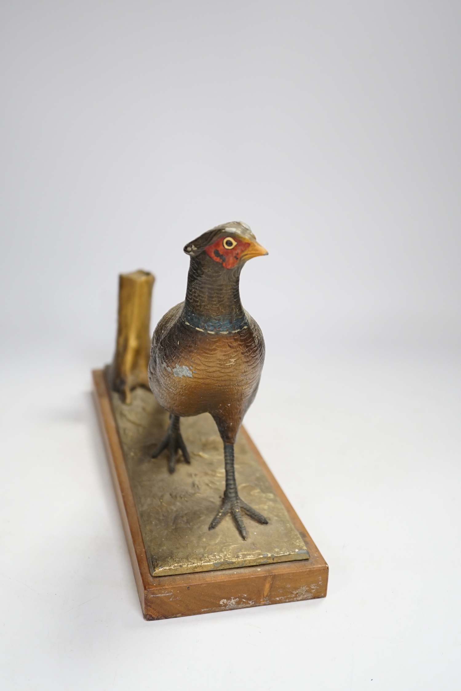 A cold painted spelter table striker, in the form of a pheasant, 31.5cm wide - Image 4 of 4