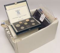 Royal Mint UK QEII proof coin year sets - 1980, 1984, 1985, 1989, 1992, 1996-1998 (8 cases),