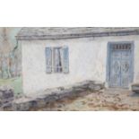 Early 20th century British School, Study of a cottage exterior, framed and glazed, initialled 'H'