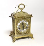 A 20th century Italian brass mantel clock with tablet numerals, 24cm