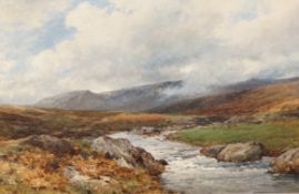 David Bates (1840-1921), oil on canvas, The Llugwy from the Old Road, Ogwen Valley, signed and dated