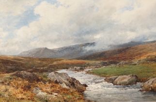 David Bates (1840-1921), oil on canvas, The Llugwy from the Old Road, Ogwen Valley, signed and dated