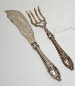A pair of Victorian silver fish servers, maker, F.N., Sheffield, 1853/54, slice 30.8cm.