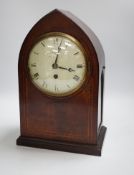 An early 19th century mahogany-cased lancet bracket timepiece, single fusee movement, 37.5cm (A/F)