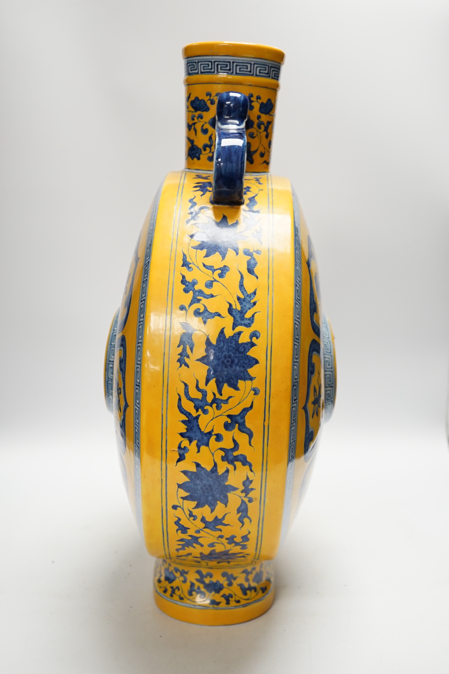 A large Chinese yellow ground moonflask, 49cm high - Image 4 of 5