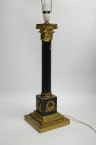 A Corinthian column desk lamp, with laurel wreath panels to base, 56cm