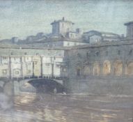 English School, watercolour, 'Ponte Vecchio, Florence, indistinctly signed, inscribed verso, 32 x