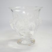 A Lalique glass vase, engraved on base, 12.5cm high