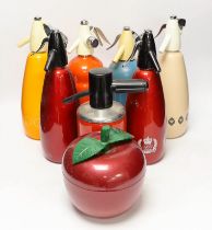 1960s/1970s Sparklets and other soda syphons, and an apple ice bucket (8) tallest 32cm high